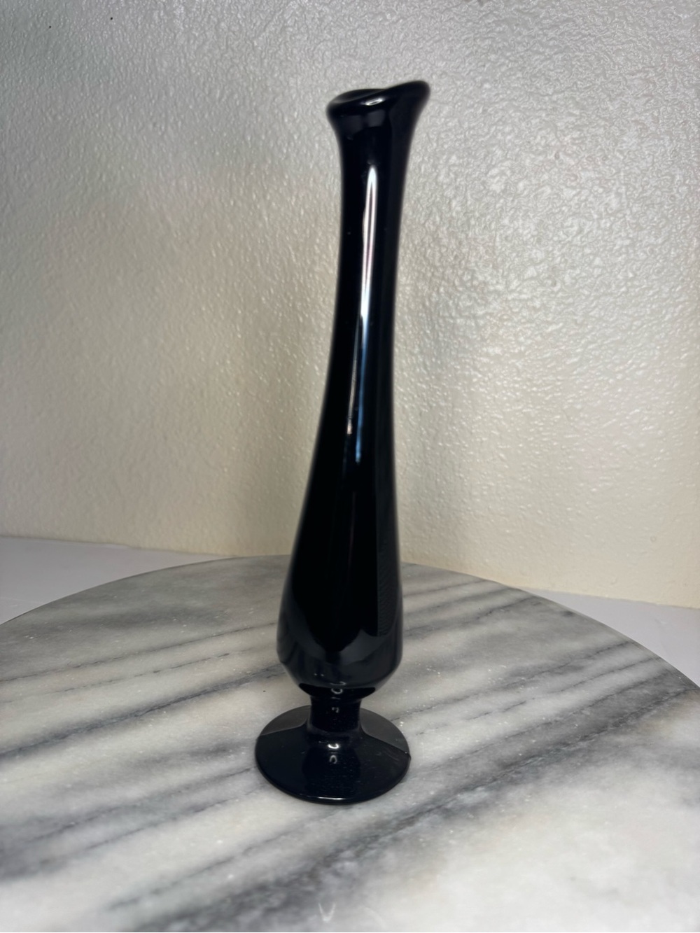 Vintage Mid-Century Modern Black Glass Bud Vase